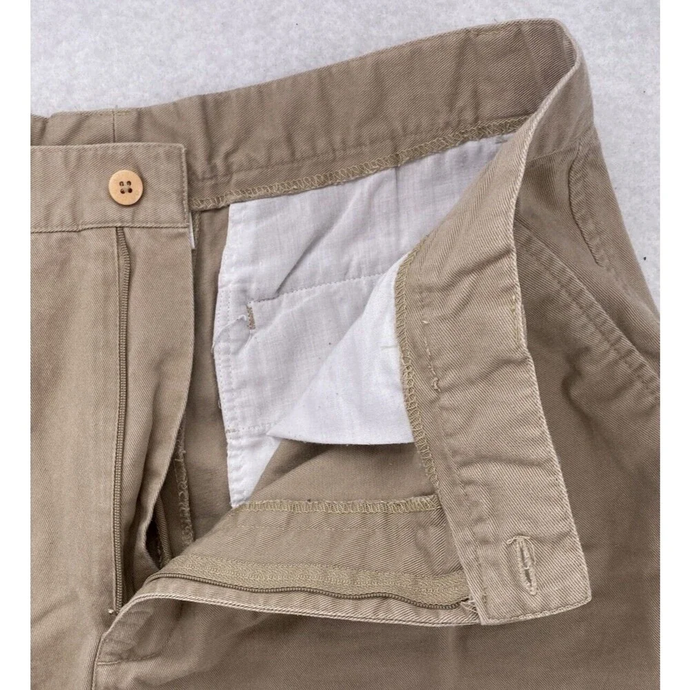 Vintage Adidas Team Pleated Chino Shorts Mens 36 Khaki Cotton Twill Gorpcore Y2K